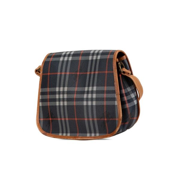 Pre Loved Burberry Vintage Check Saddle Bag with Gold-Tone Hardware and - Picture 2 of 8